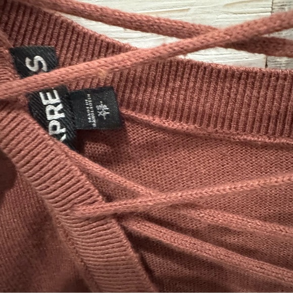 Express rust drape front lace up back pullover sweater ❤️ - Picture 8 of 8